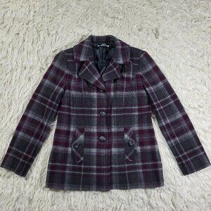Pendleton Womens Grey Purple Plaid Wool Coat / Size 10